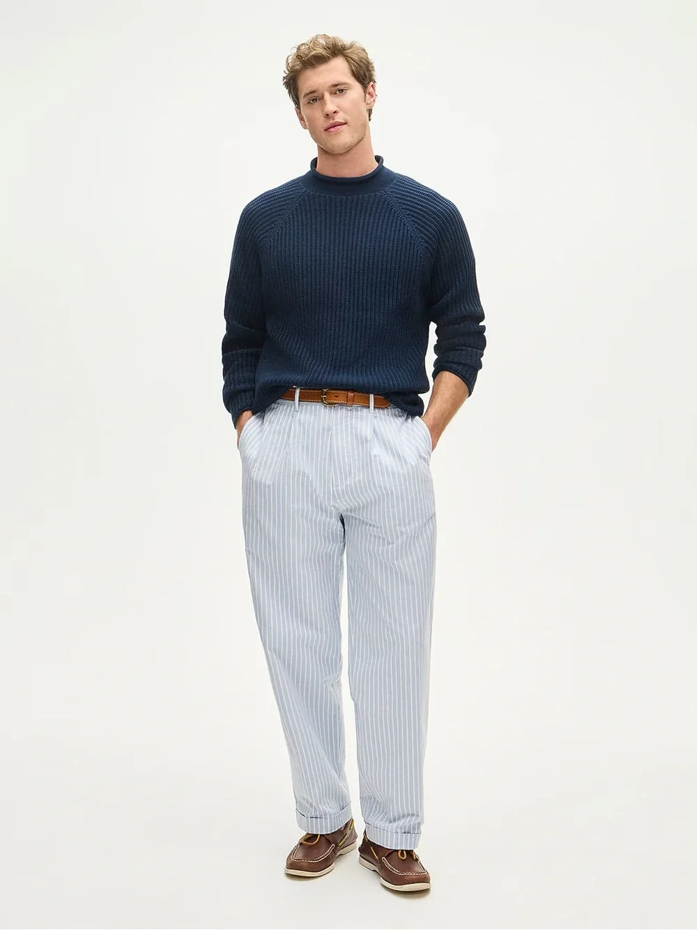 J. CREW Relaxed-fit double-pleated oxford chino pant in stripe 32/32 $138 CT830